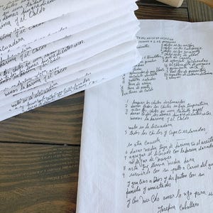 4 Custom Recipe Tea Towels: Grandma&#39;s Handwritten Recipe / Cotton Flour Sack