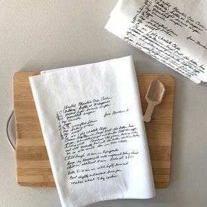 4 Custom Recipe cotton tea towels with your favorite grandmas handwritten recipe, Mother's Day Gift, Christmas, housewarming, birthday image 4