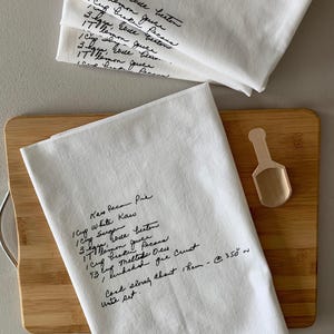 9 Custom Recipe Kitchen Cotton Tea Towels: Handwritten Family Recipe Gift