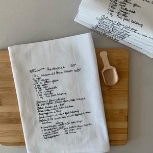 7 Custom Recipe Cotton Kitchen Tea Towels: Grandma&#39;s Handwritten Gift