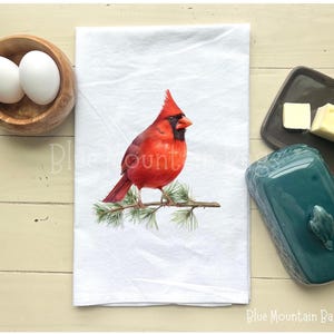 Red Cardinal Bird Cotton Flour Sack Tea Towel