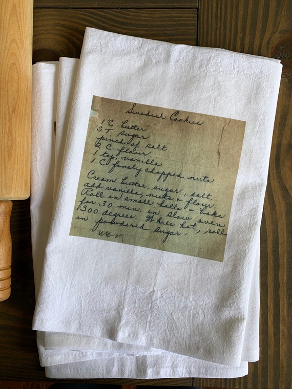 5 Custom Recipe cotton tea towels with your favorite recipe - grandmas handwritten recipe, Mother's Day, Christmas, housewarming, birthday Il_570xn