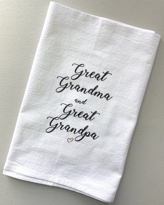 Download Pregnancy Announcement Custom Cotton Flour Sack Tea Towel Mother S Day Gift Great Grandma And Grandpa To Be Baby Birth Announcement By Blue Mountain Bags Catch My Party