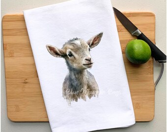 Goat Kitchen tea towel - Modern Farmhouse, Rustic, Christmas Gift, housewarming gift, cotton flour sack, hostess gift, country kitchen