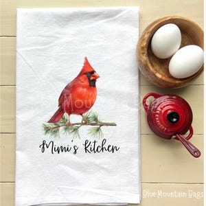 Red Cardinal Flour Sack Tea Towel - Mimi&#39;s Kitchen Cotton Dish Towel