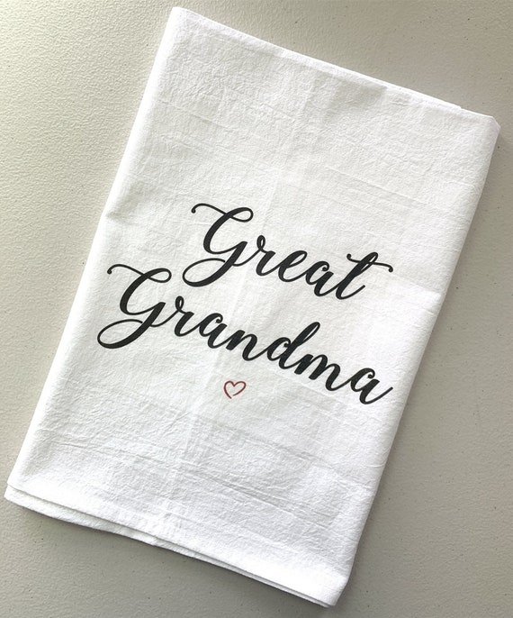 Pregnancy Announcement - Custom cotton flour sack tea towel - Mother's Day Gift - Great Grandma to be - baby birth announcement Il_570xn
