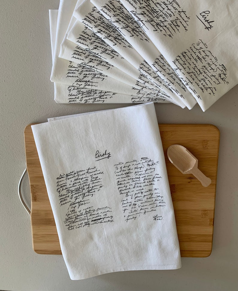 4 Custom Recipe cotton tea towels with your favorite grandmas handwritten recipe, Mother's Day Gift, Christmas, housewarming, birthday image 2