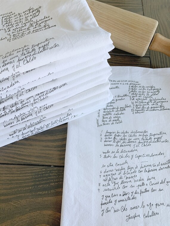 4 Custom Recipe cotton tea towels with your favorite grandmas handwritten recipe, Mother's Day Gift, Christmas, housewarming, birthday Il_570xn