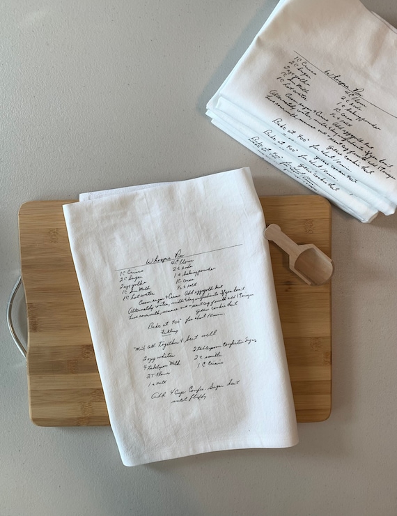 6 Custom Recipe cotton tea towels with your favorite grandmas handwritten recipe, Mother's Day Gift, Christmas, housewarming, birthday Il_570xn