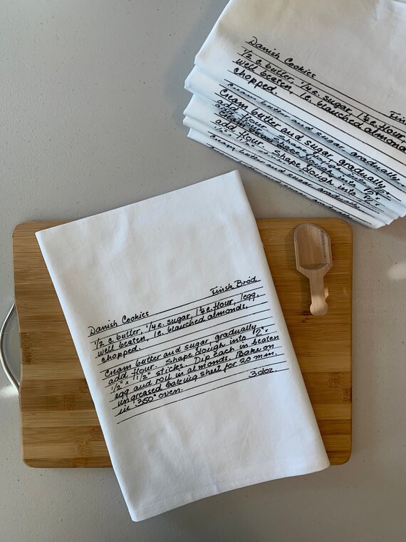 6 Custom Recipe cotton tea towels with your favorite grandmas handwritten recipe, Mother's Day Gift, Christmas, housewarming, birthday Il_570xn