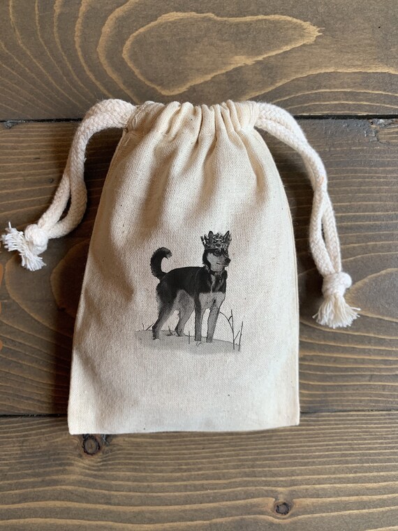 10 3x5, 4x6 or 5x7 Husky dog muslin cotton drawstring bags pouch Christmas, birthday party bags, baby shower favor bags Il_570xn