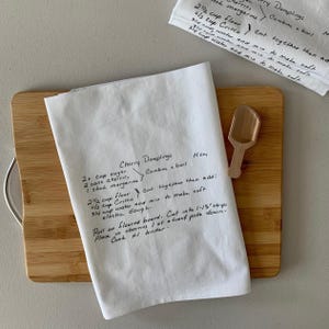 8 paños de cocina de algodón con recetas personalizadas: regalo familiar con recetas escritas a mano