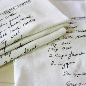 4 Custom Recipe cotton tea towels with your favorite grandmas handwritten recipe, Mother's Day Gift, Christmas, housewarming, birthday image 3