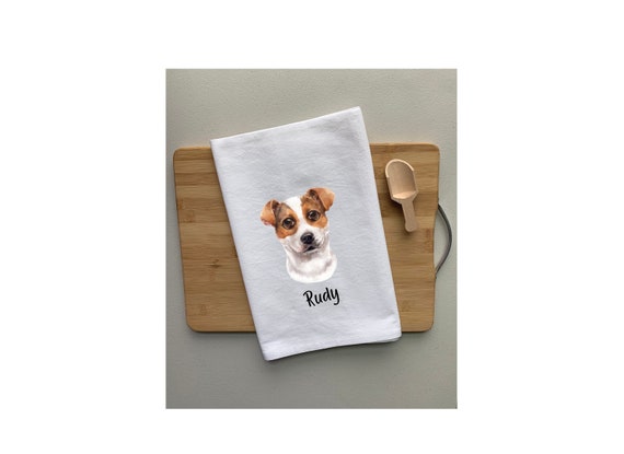 Personalized Jack Russell Terrier Kitchen cotton tea towel Christmas Gift, housewarming gift, dog lover towel, new home gift, gift under 10 Il_570xn