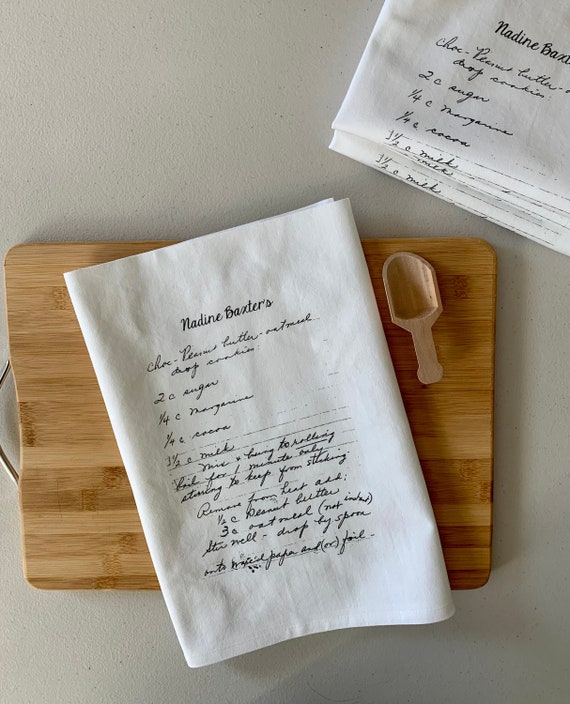 12 Custom Recipe cotton tea towels with your favorite grandmas handwritten recipe, Mother's Day Gift, Christmas, housewarming, birthday Il_570xn