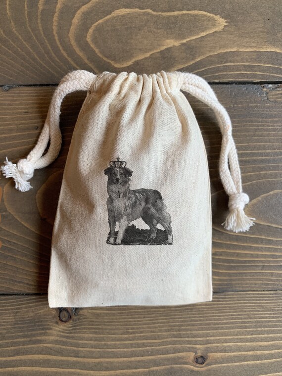 10 3x5, 4x6 or 5x7 Australian Shepherd dog muslin cotton drawstring bags pouch Christmas, birthday party bags, baby shower favor bags Il_570xn