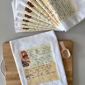 18 paños de cocina de algodón con recetas personalizadas: regalo familiar con recetas escritas a mano