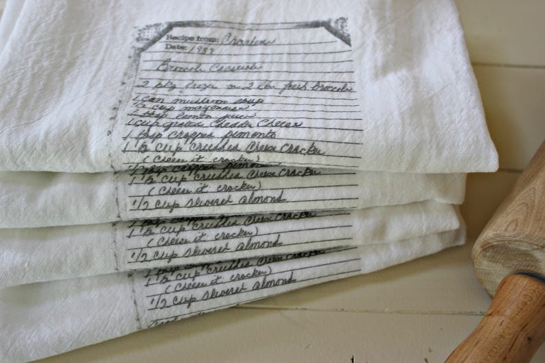 3 Custom Recipe cotton tea towels with your favorite grandmas Etsy