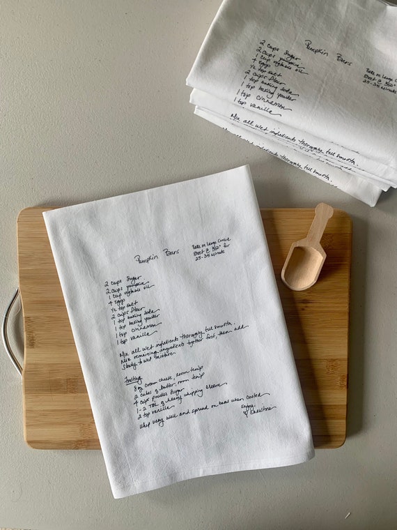 15 Custom Recipe cotton tea towels with your favorite grandmas handwritten recipe, Mother's Day Gift, Christmas, housewarming, birthday Il_570xn
