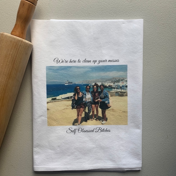 Fun photo tea towel your text - your photo - Great for Christmas gift, Mother's Day Gift, gift under 20