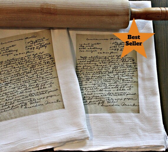 10 Custom Recipe cotton tea towels with your favorite recipe - grandmas handwritten recipe, Mother's Day, Christmas, housewarming, birthday Il_570xn