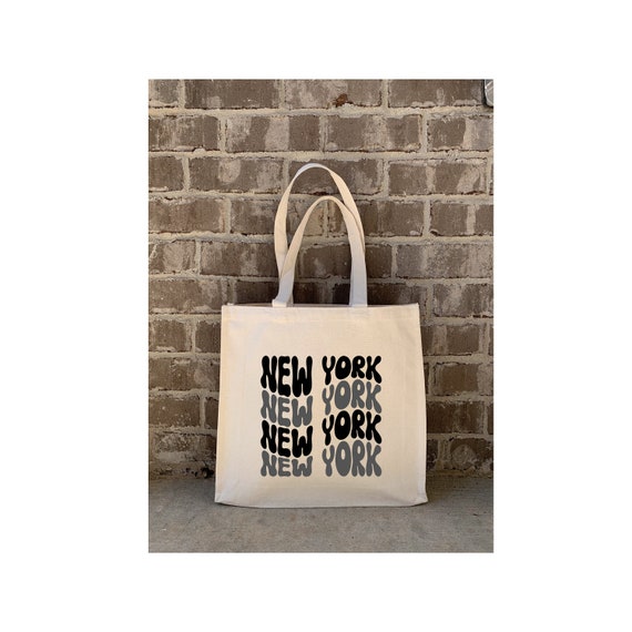 New York Canvas Tote Bag Beige 15" x 14" x 3" Weddings, Bridal