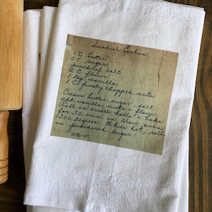 5 Custom Recipe Tea Towels: Handwritten Family Recipe Gift / Cotton Flour Sack