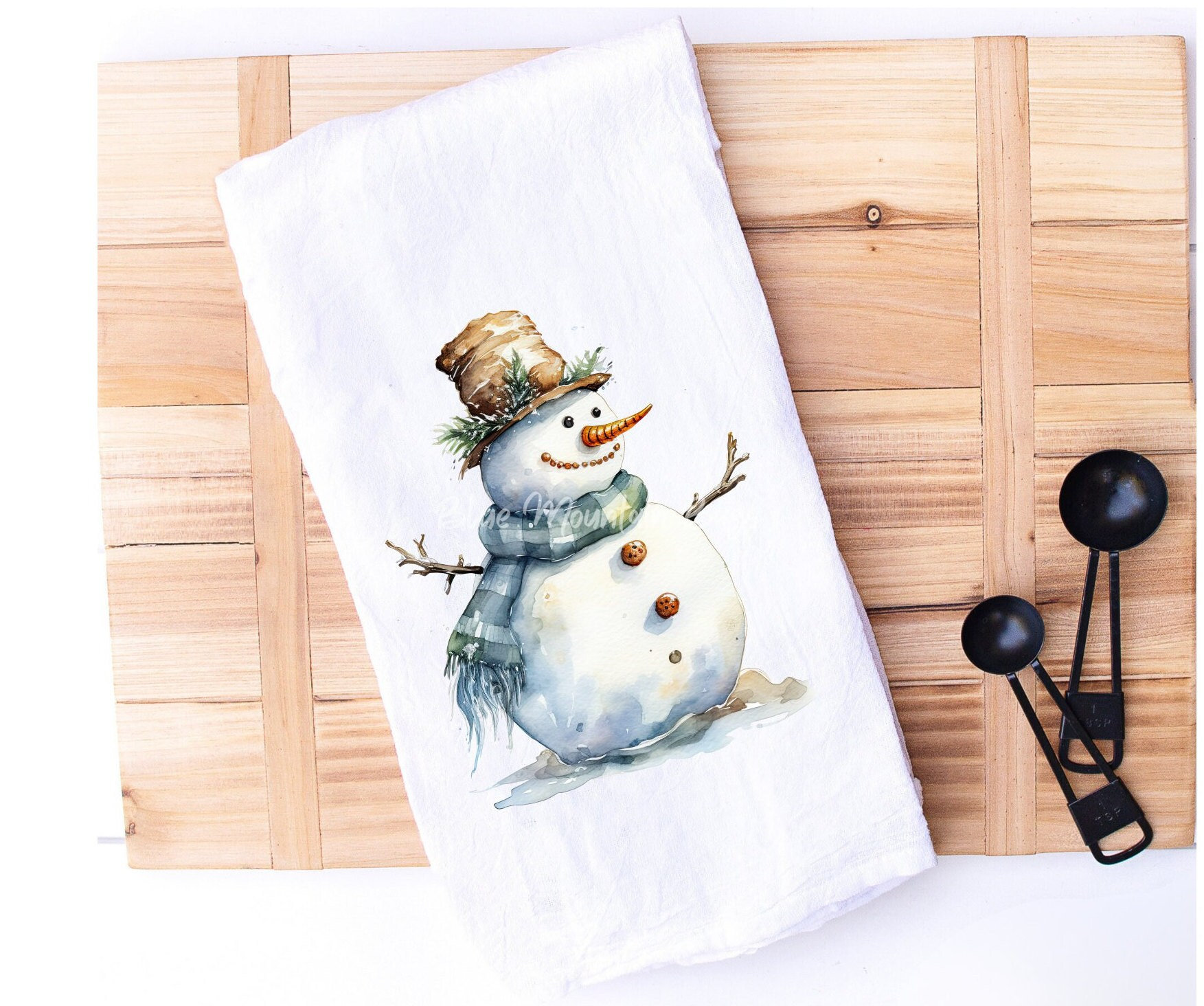 Embroidered Kitchen Bar Mop Hand Towel and Dish Cloth SNOWMAN Face H1550