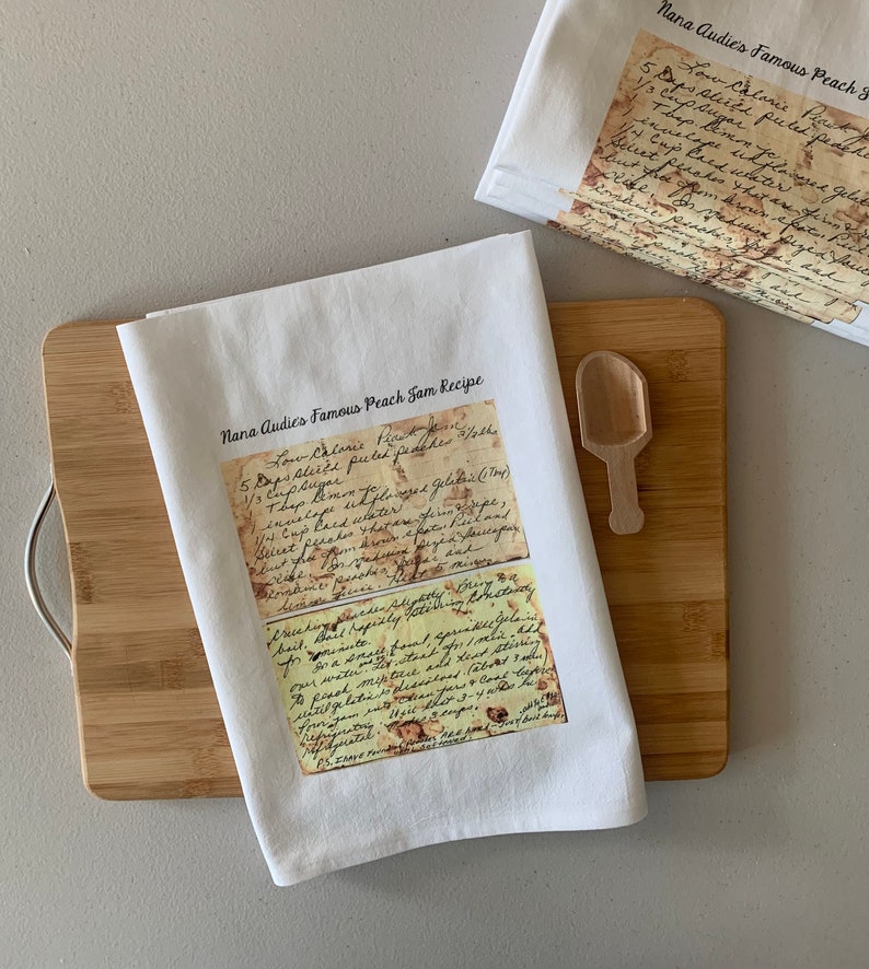19 Custom Recipe cotton tea towels with your favorite grandmas handwritten recipe, Mother's Day Gift, Christmas, housewarming, birthday image 4