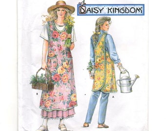 Simplicity 7481 UNCUT Misses&#39; Daisy Kingdom Back Wrap Garden Apron Sewing Pattern Size Sm Med Lg XL