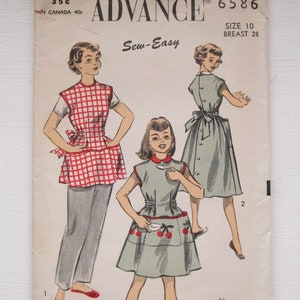 Vintage 1950er Jahre Advance 6586 Mädchen Poncho oder Schürze Kleid Schnittmuster Größe 10 B28