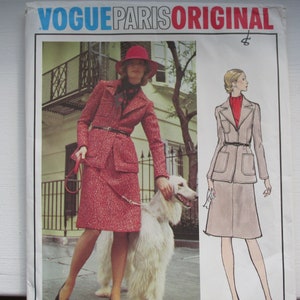 Vogue 2670 Rare Vintage 1970s Nina Ricci Paris Original Suit and Blouse Sewing Pattern Size 12 Bust 34