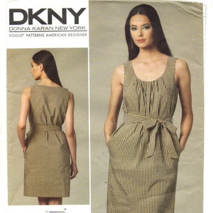 Vogue 1236 DKNY Donna Karan Loose Fitting Sleeveless Dress Sewing Pattern Size 8 - 14 UNCUT Vogue American Designer V1236