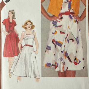Simplicity 9892 1980 Fitted Sundress and Bolero Jacket Sewing Pattern UNCUT Size 10 Bust 32.5 Bias Skirt