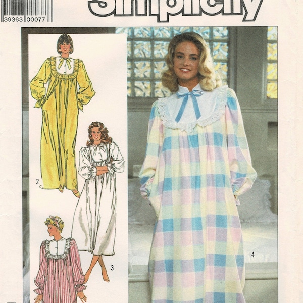 Simplicity 7816 1980s Nightgown and Pajamas Sewing Pattern UNCUT Size XL 22 - 24 / Bust 44 - 46 Modest Sleepwear Ruffles Warm Winter