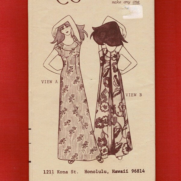 Kekahi 901B Hawaiian Dress MuuMuu Sewing Pattern Size 8 12 16 UNCUT