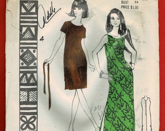 Polynesian Pattern 143 1960s Akamai Hawaiian Dress MuuMuu Sewing Pattern Size 14 Bust 34