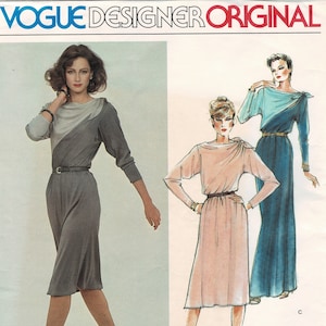 Vogue 2547 Belinda Bellville 1980s Dress with Tucks and Gathers Sewing Pattern UNCUT Sz 12 Bust 34