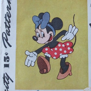Simplicité 7125 motif de transfert de broderie et d'appliques Disney MINNIE MOUSE non découpé rare des années 1940 Disneyana