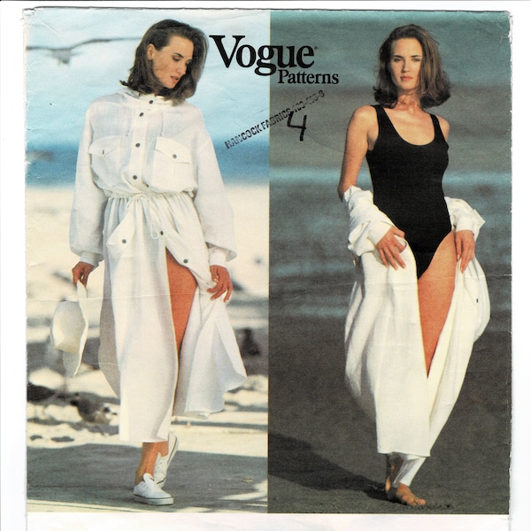 Vogue 2897 DKNY 1990s Hooded Dress Cover Up and Bodysuit Sewing Pattern Complete Size 6 8 10 Donna Karan New York American Designer