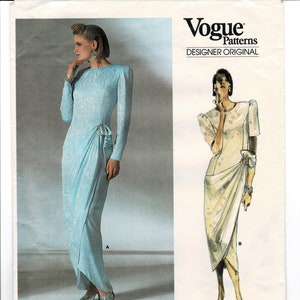 Vogue 1884 1980s Bellville Sassoon Evening Cocktail Formal Dress UNCUT Sewing Pattern Size 12