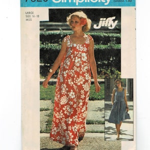 Simplicity 7520 1970s Jiffy Shoulder Tie Sun Dress Sewing Pattern UNCUT Size Petite Bust 30.5 Muu-Muu