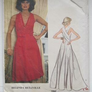 Vogue 1192 UNCUT Belinda Bellville Misses&#39; Evening Party Dress Couturier Design Sewing Pattern Bust 30.5 Vintage 1970s