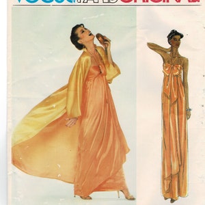 Vogue 2313 1970s Yves Saint Laurent YSL UNCUT Halter Evening Dress Opera Coat Sewing Pattern Paris Original Size 10 Bust 32.5 Vintage