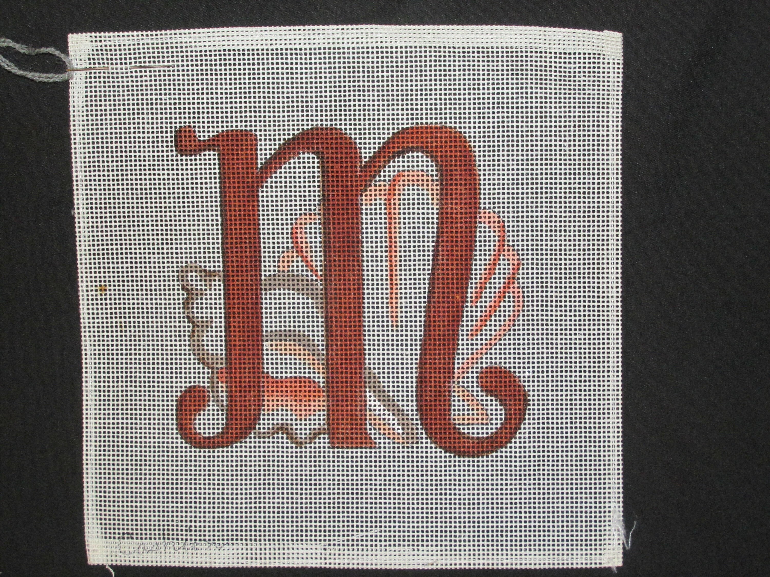 Cashion Hand Painted Needlepoint Canvas Monogram Letter V Or M Etsy