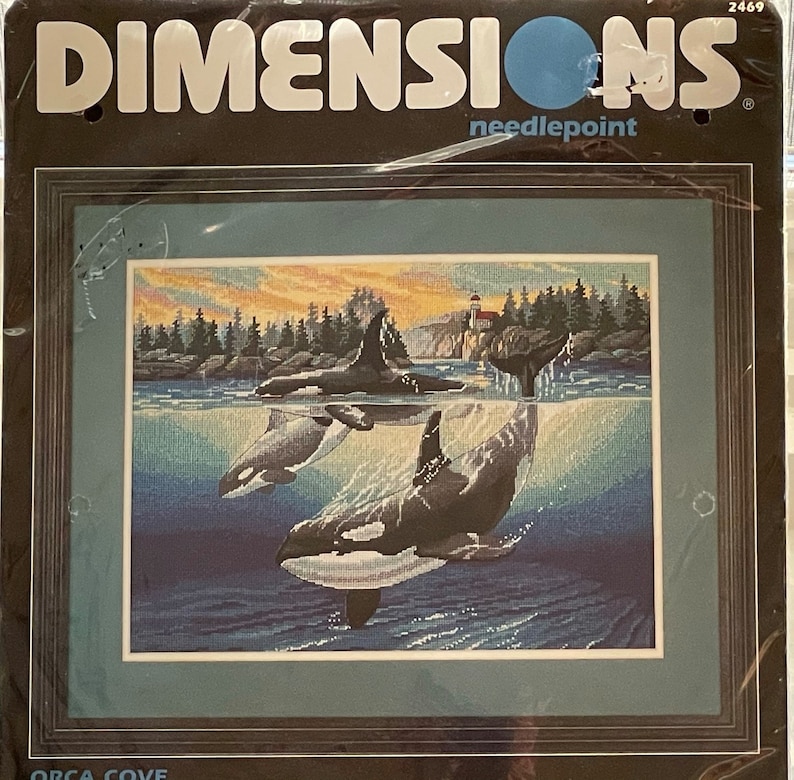 Dimensions ORCA COVE Whales Needlepoint Kit 2469 New 1990s Sherry Vintson Design