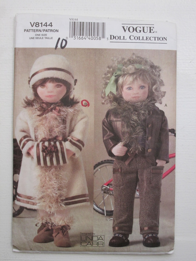 Vogue 8144 18 Doll Clothes Sewing Pattern Linda Carr Jacket Coat Muff Boots V8144