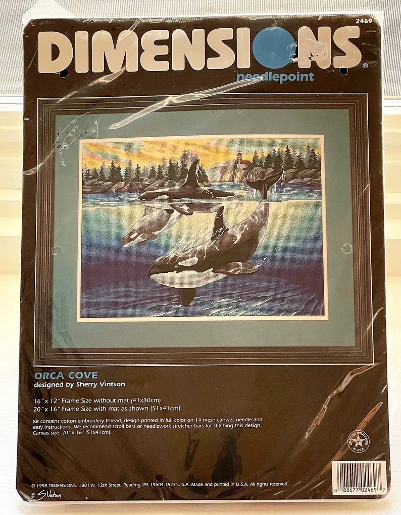 Dimensions ORCA COVE Whales Needlepoint Kit 2469 New 1990s Sherry Vintson Design