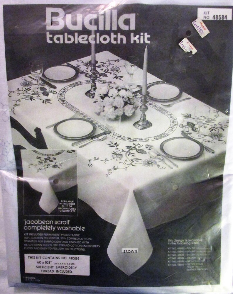 Bucilla Tablecloth Kit JACOBEAN SCROLL Stamped for Embroidery Etsy
