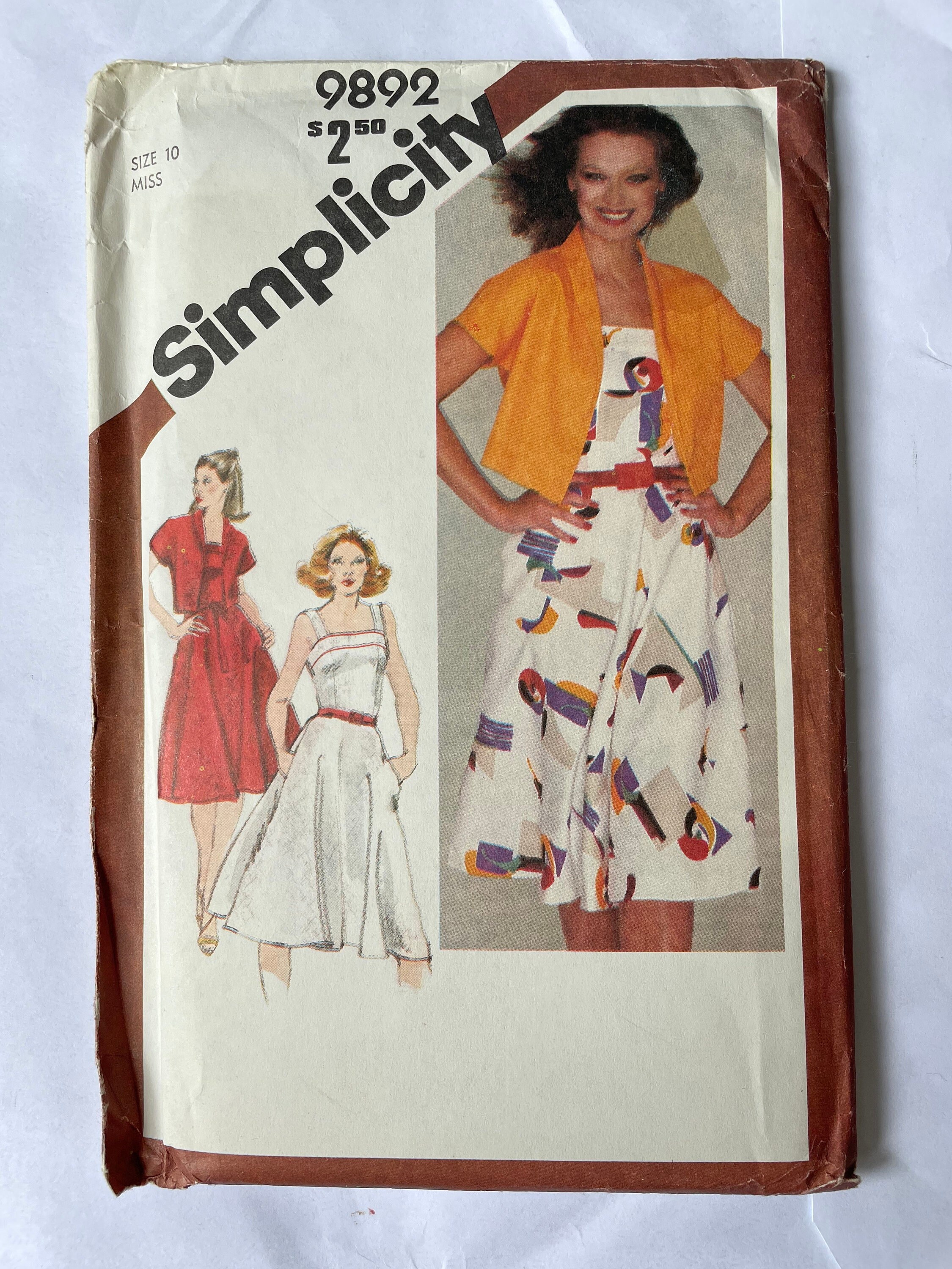 Simplicity 9892 1980 Fitted Sundress and Bolero Jacket Sewing Pattern ...